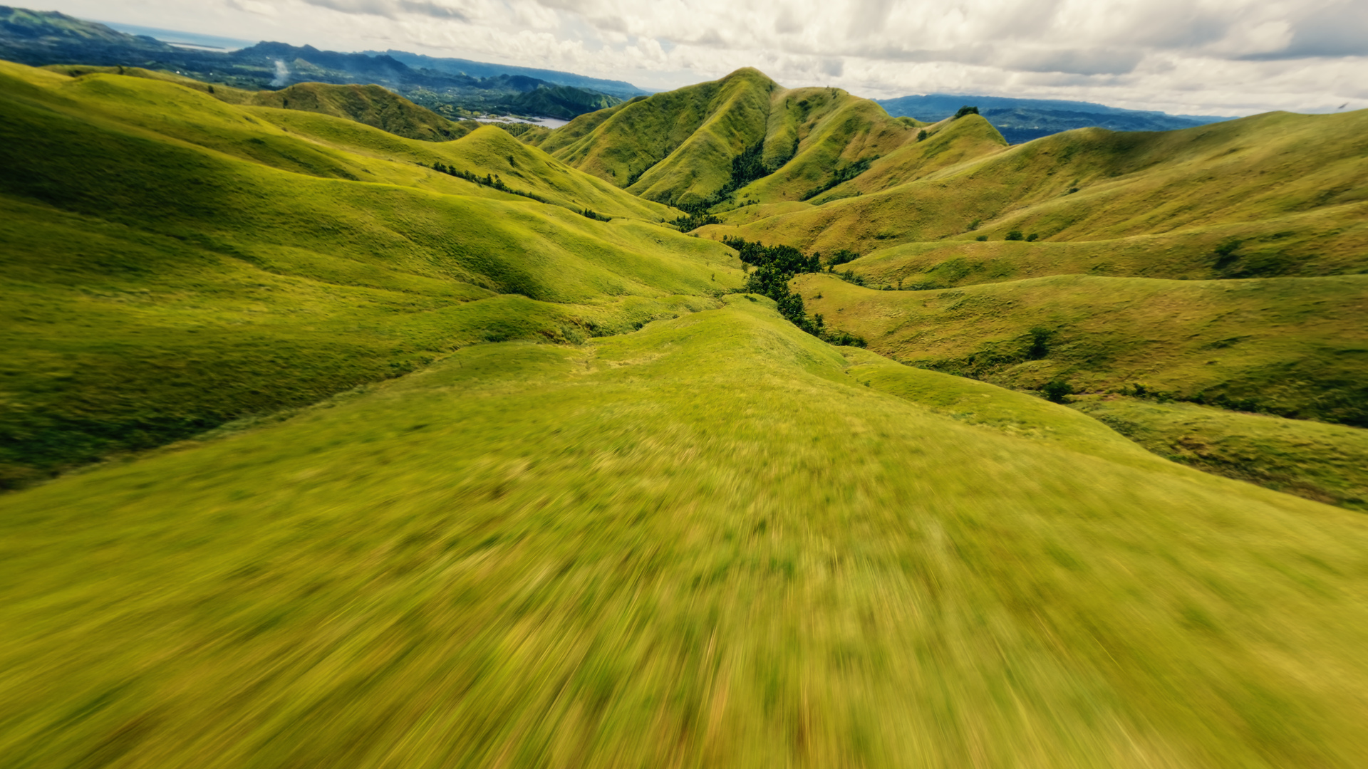 Green hills: the same frame with the LUT applied