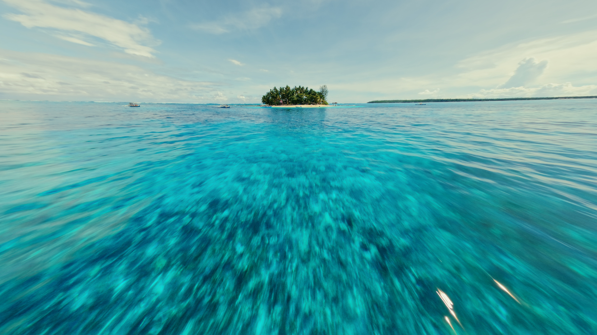 Over the blue: the same frame with the LUT applied